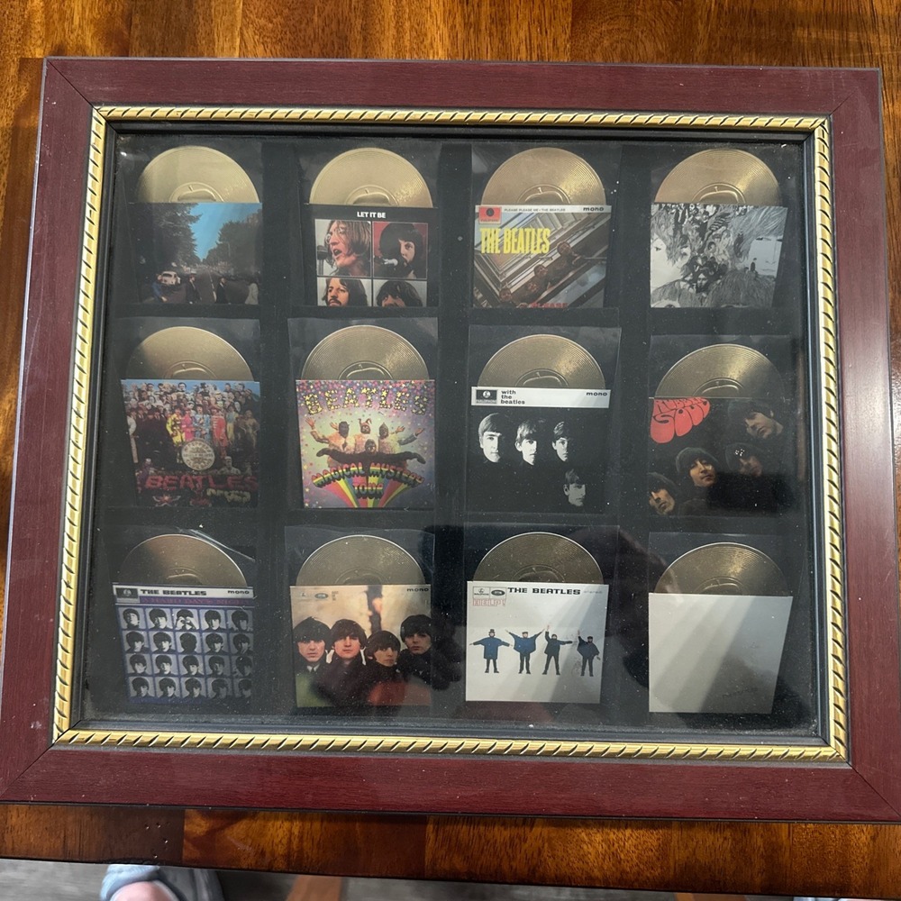 The Beatles Framed Gold Record‎ Style Display Desk Display, Multiple Covers